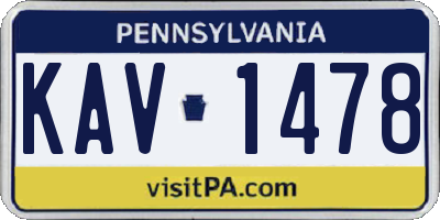 PA license plate KAV1478