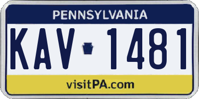 PA license plate KAV1481