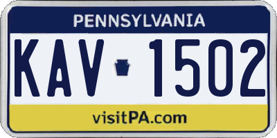 PA license plate KAV1502