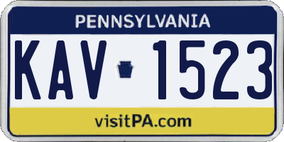 PA license plate KAV1523