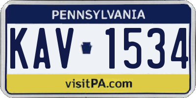 PA license plate KAV1534