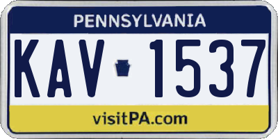 PA license plate KAV1537