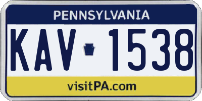 PA license plate KAV1538