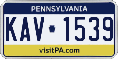 PA license plate KAV1539