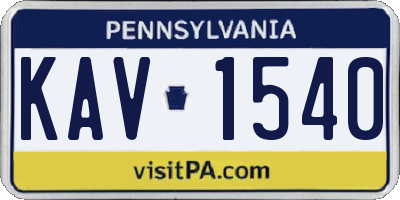 PA license plate KAV1540