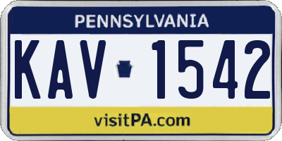 PA license plate KAV1542