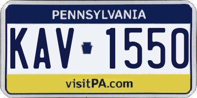 PA license plate KAV1550