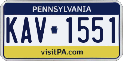 PA license plate KAV1551