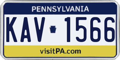 PA license plate KAV1566