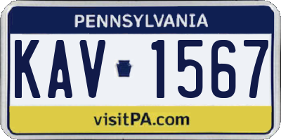 PA license plate KAV1567