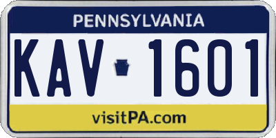 PA license plate KAV1601