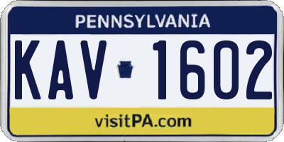 PA license plate KAV1602