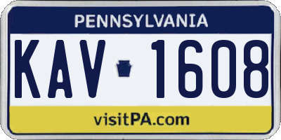 PA license plate KAV1608