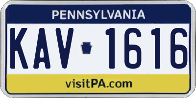 PA license plate KAV1616