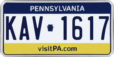PA license plate KAV1617