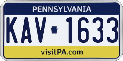 PA license plate KAV1633