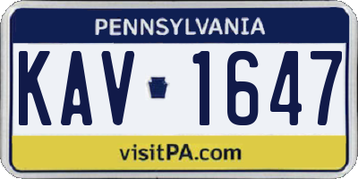PA license plate KAV1647