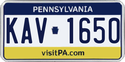 PA license plate KAV1650