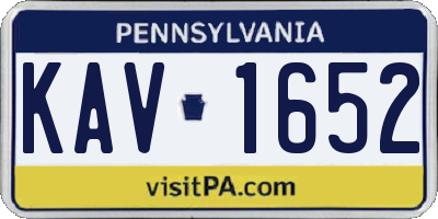 PA license plate KAV1652