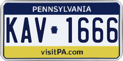 PA license plate KAV1666