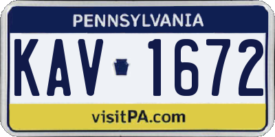 PA license plate KAV1672