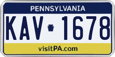 PA license plate KAV1678