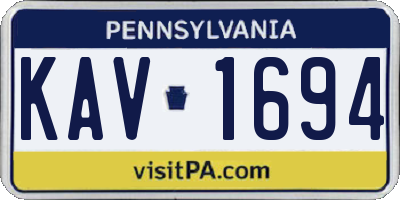 PA license plate KAV1694