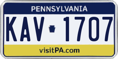 PA license plate KAV1707