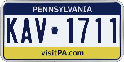 PA license plate KAV1711
