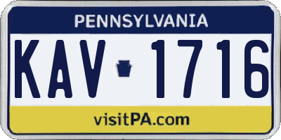PA license plate KAV1716