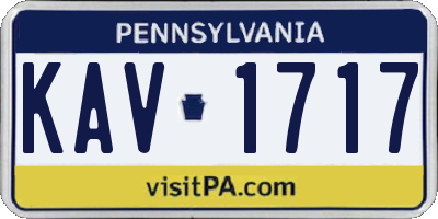 PA license plate KAV1717