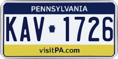 PA license plate KAV1726