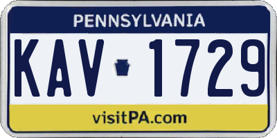 PA license plate KAV1729
