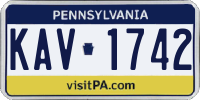PA license plate KAV1742