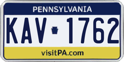 PA license plate KAV1762