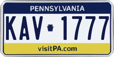 PA license plate KAV1777