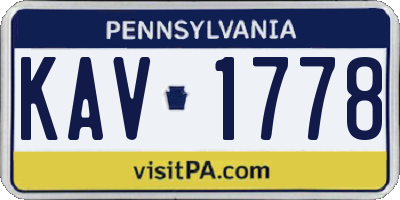 PA license plate KAV1778