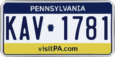 PA license plate KAV1781