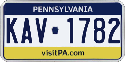 PA license plate KAV1782