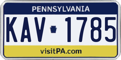 PA license plate KAV1785