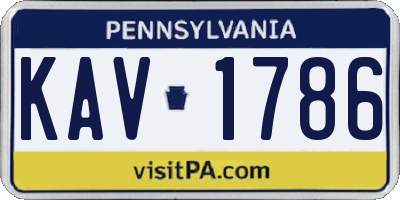 PA license plate KAV1786