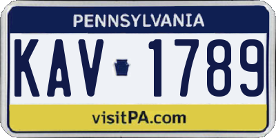 PA license plate KAV1789