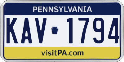 PA license plate KAV1794