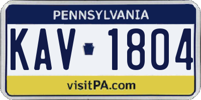 PA license plate KAV1804
