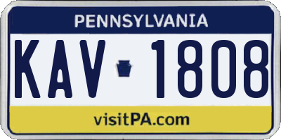 PA license plate KAV1808