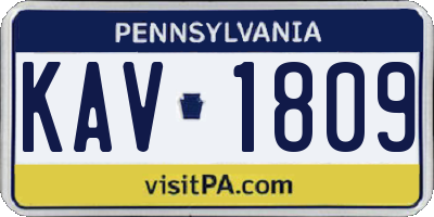 PA license plate KAV1809