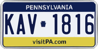 PA license plate KAV1816
