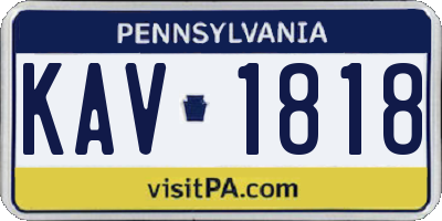 PA license plate KAV1818