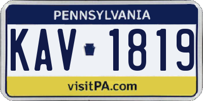PA license plate KAV1819