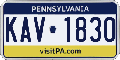 PA license plate KAV1830